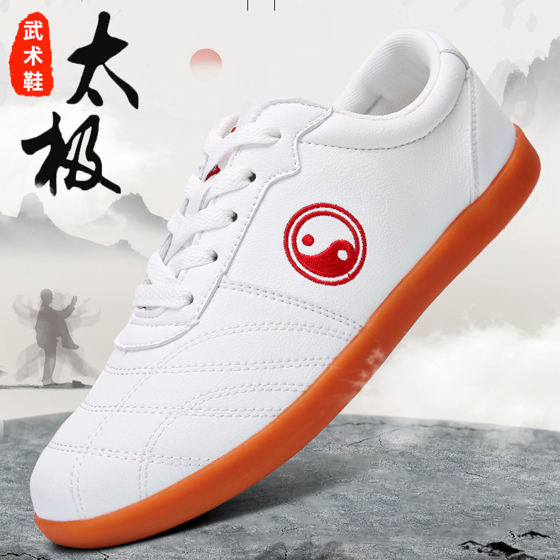 Tai Chi Shoes for Women, Soft Leather with Rubber Sole, Spring and Summer Men's Martial Arts Shoes, Tai Chi Practice Sneakers, Wear-Resistant for Competition Activities