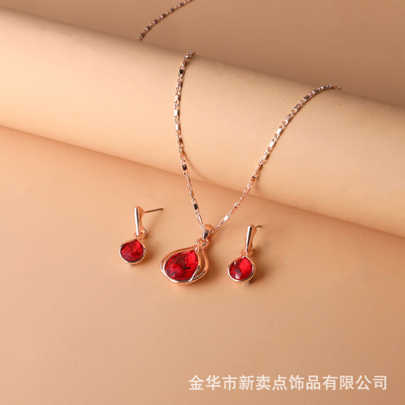 Comercio exterior transfronterizo deseo de moda mujer azul verde rojo gota collar pendientes traje joyería al por mayor