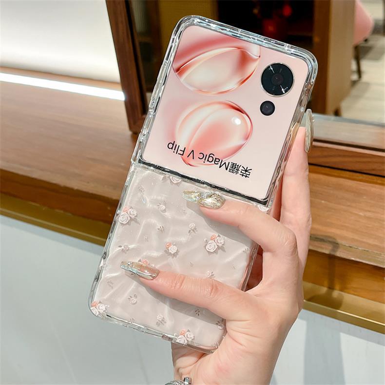Transparent Folding Phone Case For Honor Magic V Flip With Bracelet_voghion.com