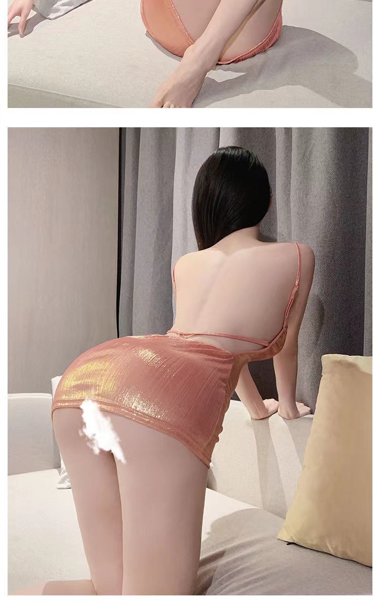 Backless Sling Mini Dress with Ultra-Short Hip Skirt, White Polyester, Summer 2024 — detail image 12