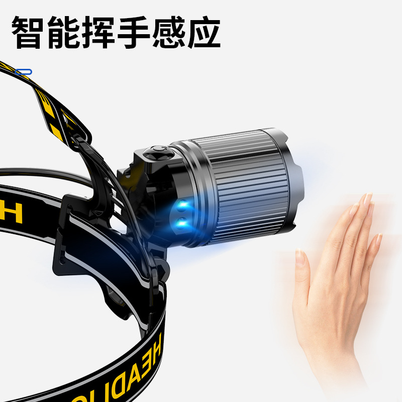 Faro láser blanco, alta potencia, sensor de luz fuerte, iluminación exterior, linterna, lado de la cabeza, faro de visualización de potencia digital