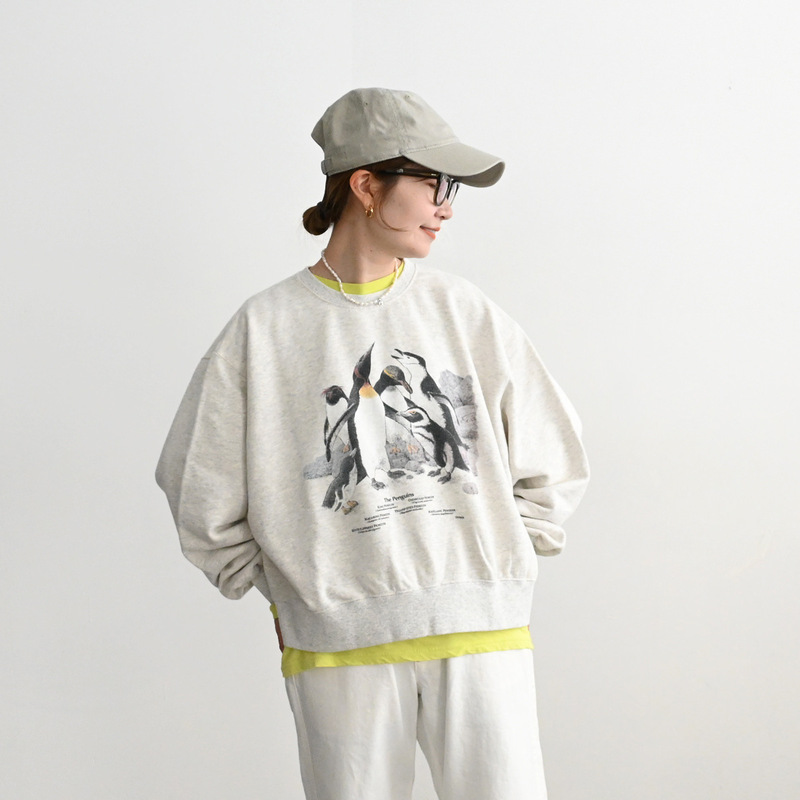 Directly Supplied from the Original Factory, Foreign Trade Clothing mm Penguin Print Crew Neck Sweatshirt, Same Style for Couples, Autumn and Winter Jacquard Crew Neck