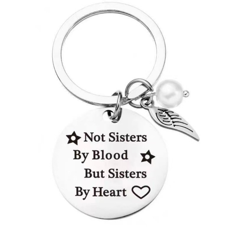 Llavero del acero inoxidable de las buenas hermanas de la sangre No hermanas del llavero de las alas de la Perla del mejor amigo