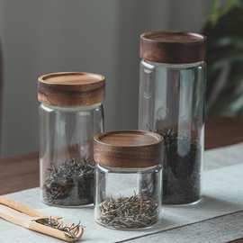 圆形玻璃茶叶罐密封罐民宿家用茶室花茶糖罐食品级茶罐储存收纳瓶