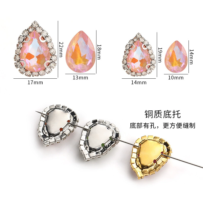 Hot -selling water droplet claws mocarhopper fluorescent crystal buckle, sewing drill, handmade wedding head jewelry hair jewelry water droplet claw diamond