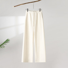 高端毛呢阔腿裤女2025秋冬季新款松紧百搭时尚通勤加绒休闲直筒裤