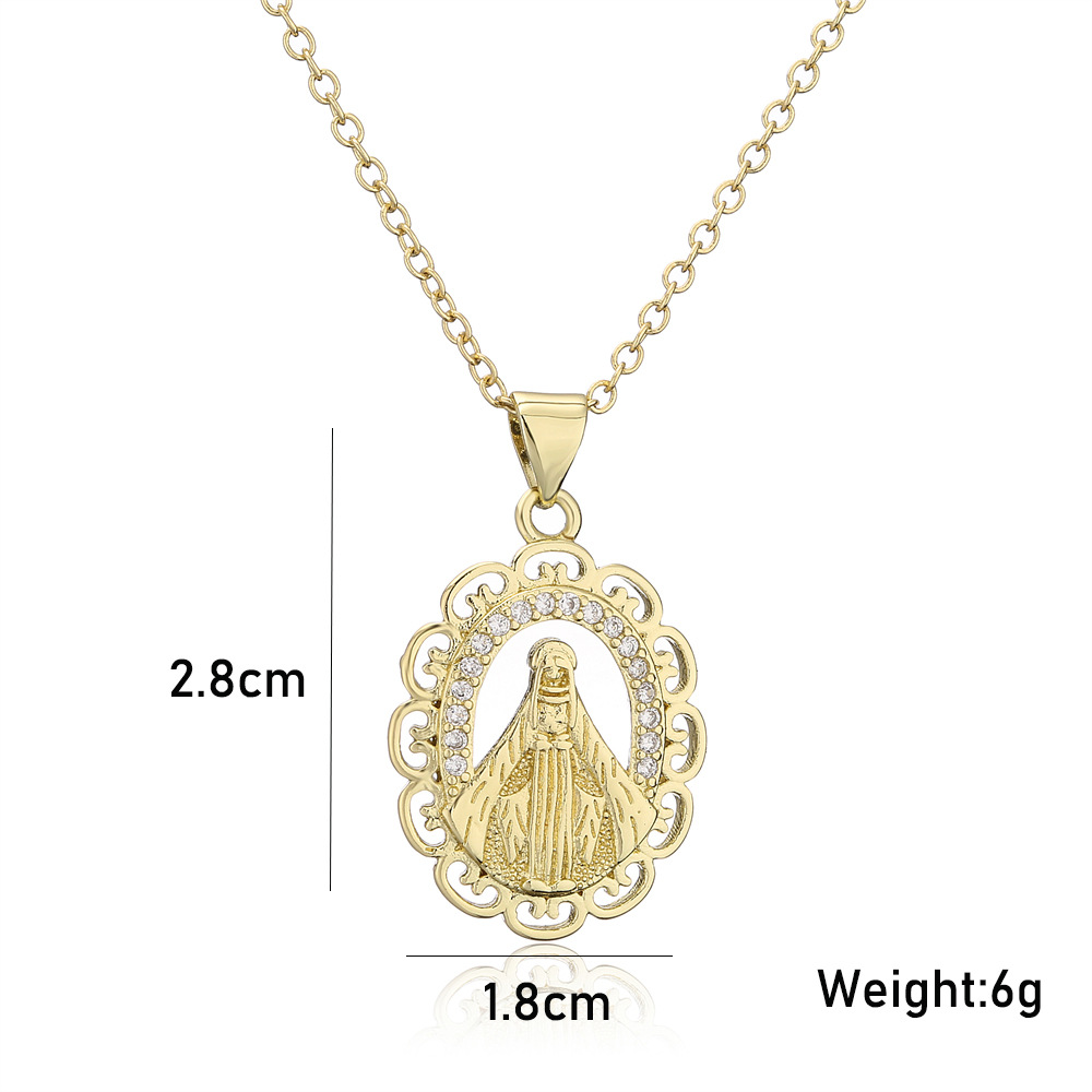 New Real Gold Electroplating Religious Series Pendant Copper Micro-inlaid Zircon Necklace display picture 4