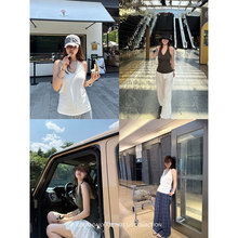 cookadaily人鱼_时髦尖子生莫代尔清凉透气针织挂脖绑带背心上衣