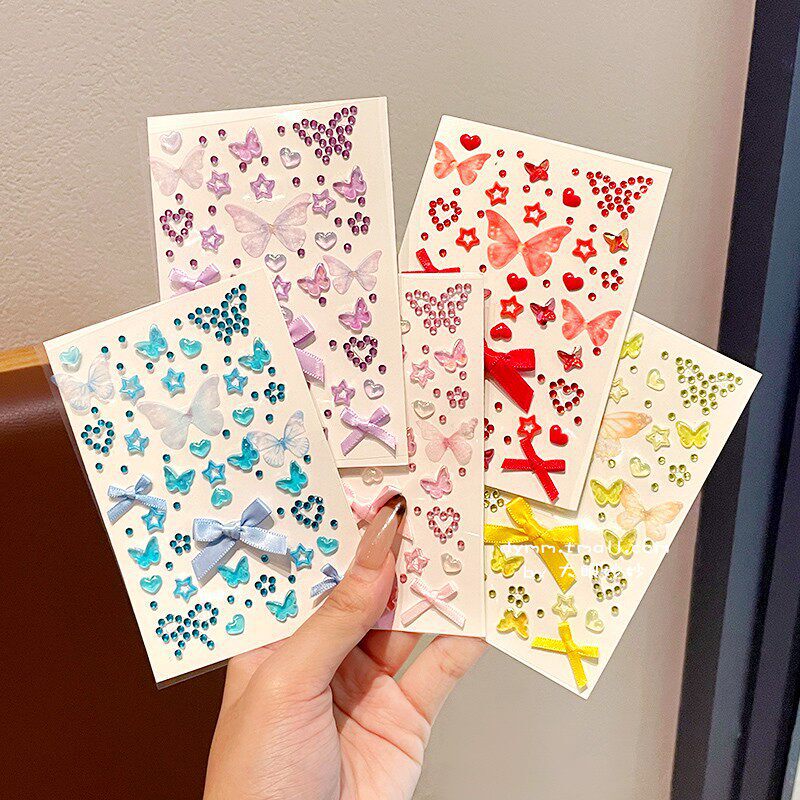 2026 New Style Tulle Bow Children's Face Stickers Stage Makeup Face Stickers for Girls' Children's Day Performance