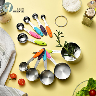 Stainless steel baking spoon measuring cup with handle food grade 10 piece set scale measuring cup Measuring Cups Set
