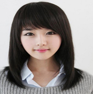 Fashion Women Can Be Qi Can Oblique Face Elegant Long Roll BOBO Pear Flower Head Wig Medium Long Straight Hair Wig
