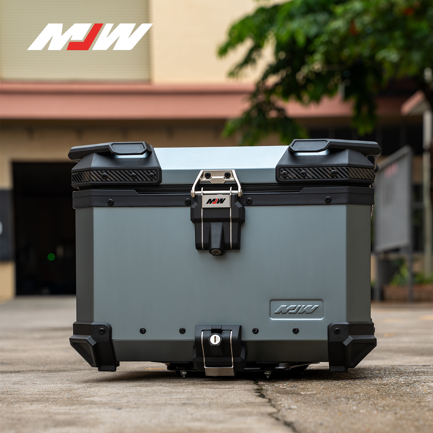 Mjw Embossed Anodized Silver Bm Lock 45L55L Quick-Release Motorcycle Aluminum Alloy Tail Box Waterproof Trunk Storage Box