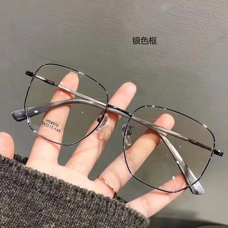 Ultra-light large frame anti-Blue Ray anti-radiation myopia glasses women's gold edge men's plain slimming can be equipped with degrees box