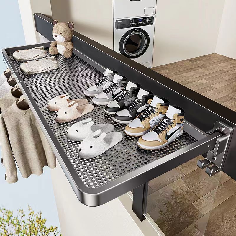 Folding clothes drying rack invisible balcony shoe drying rack bay…