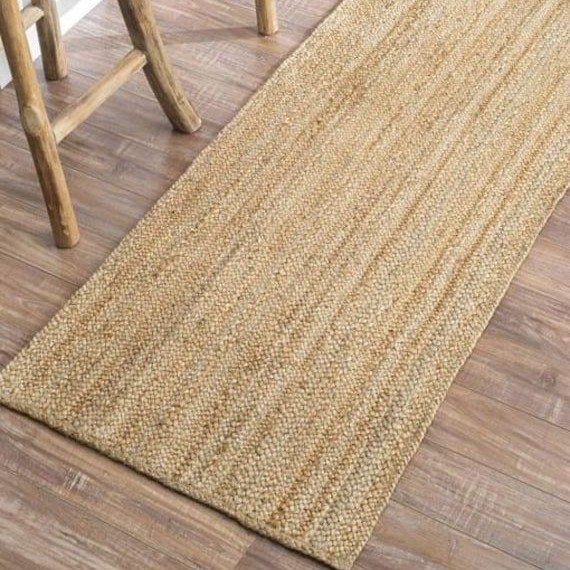 Alfombrilla de escalera tejida a mano de fibra de yute natural importada de Bangladesh Alfombrilla de escalera sin pegamento antideslizante y resistente al desgaste para el hogar