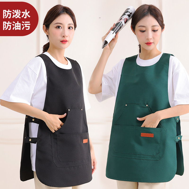 New Style Vest Apron Canvas Kitchen Home Cooking Coverall Anti-Fouling Wear-Resistant Milk Tea Catering Work Clothes Women's Customization