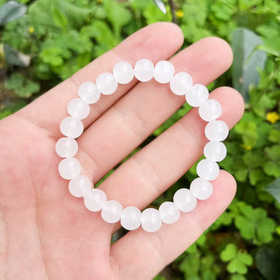 Wholesale various specifications imitation white marble Bracelet Gold Shop Live drainage small gifts simple Jade White barrel bead bracelet