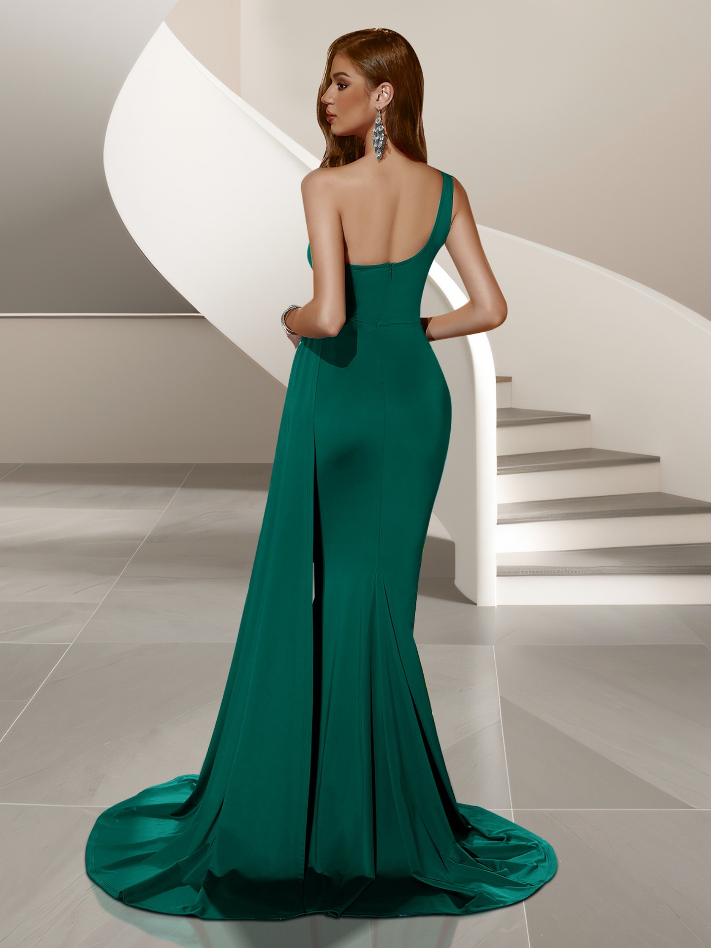 Vestido de mujer transfronterizo, fiesta de banquete, vestido de dama de honor, vestido largo de un solo hombro, sin espalda, vestido de alta gama image 3