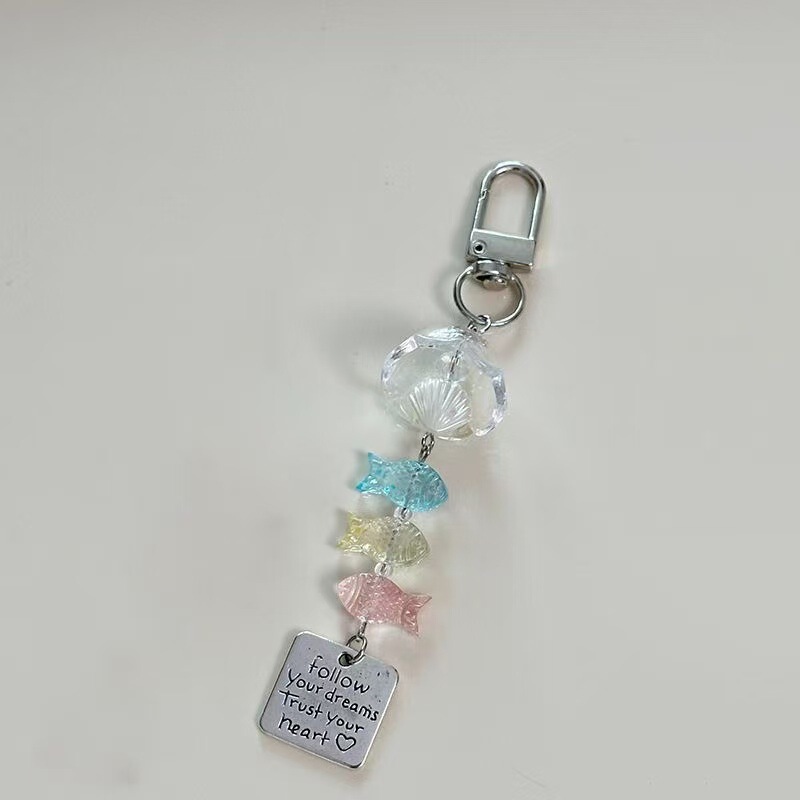[Colorful Fish Wind Chime] Blue Pink Yellow Pendant Mobile Phone Chain Guben Chain Card Album Ocean Style Mobile Phone Chain