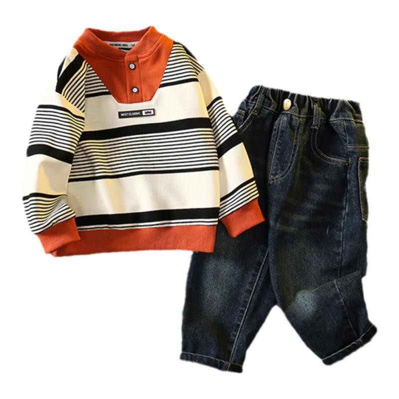 6090 traje de suéter para niño 2024 nuevo estilo estilo occidental bebé primavera y otoño ropa casual niños otoño traje de dos piezas