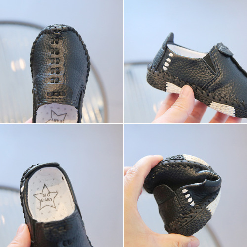 spring new student bean shoes baby single shoes medium and large children's leather shoes boys and girls soft bottom student casual shoes