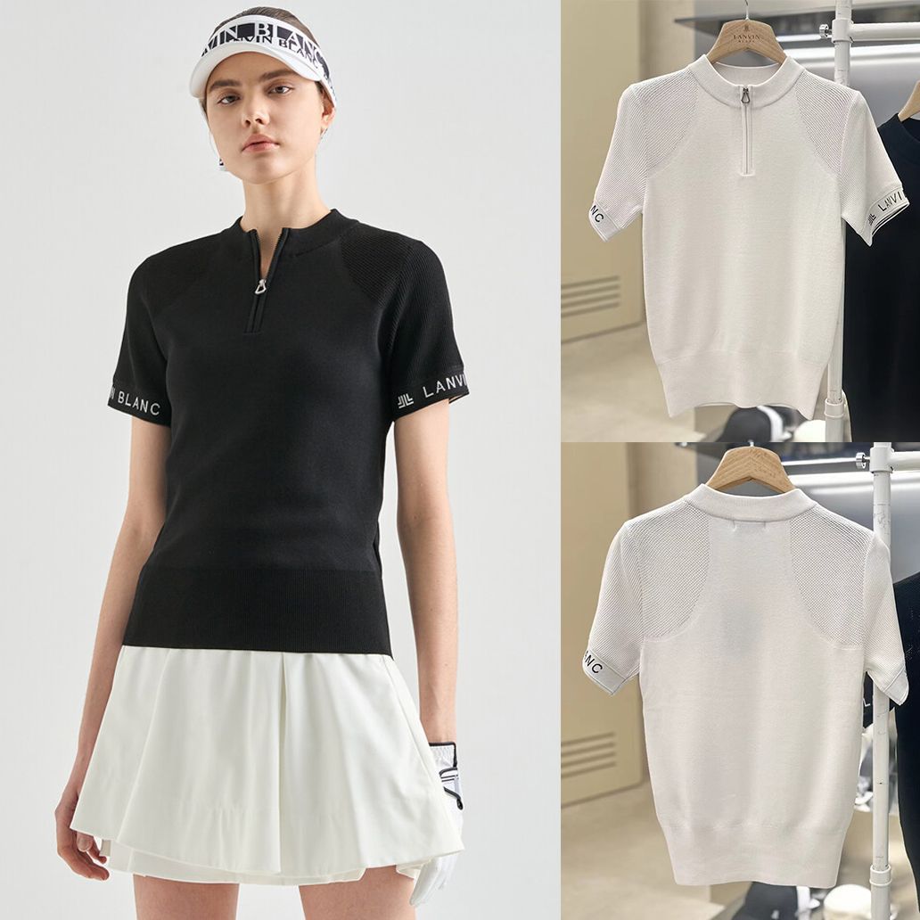 24 Spring and Summer New Original Golf Clothing Women's Golf Clothing Golf Logo Half-Zip Half-Sleeved Knitted Top Trendy
