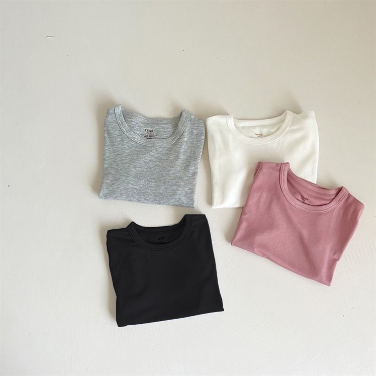 Summer thin solid color short sleeve T-shirt for boys