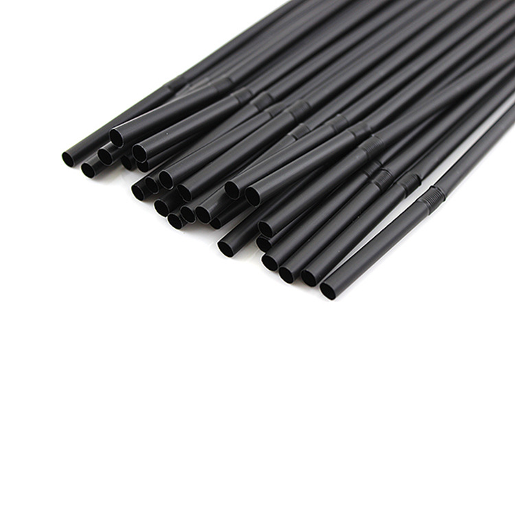 6*210 en stock al por mayor paja de plástico desechable 6mm paja de codo negro solo embalaje independiente materno y infantil