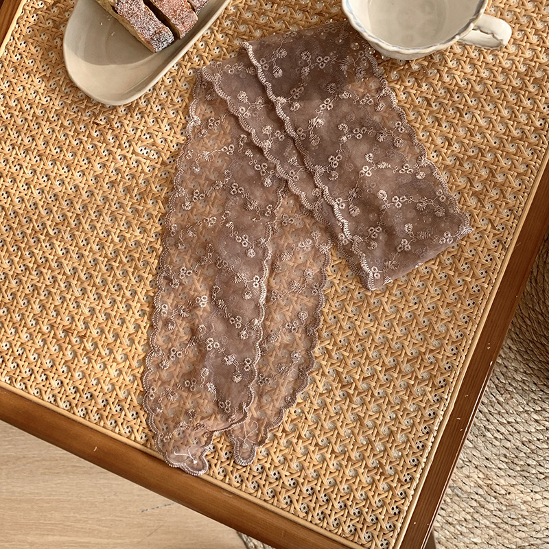 Buñuelo de seda larga larga alta sensación de encaje hottie fugas bufandas de hombro bufandas de collar bufandas de cabello bandana bufandas de encaje cintura