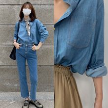 25秋冬 貌美衣橱 EL简约洗后剪裁牛仔衬衫