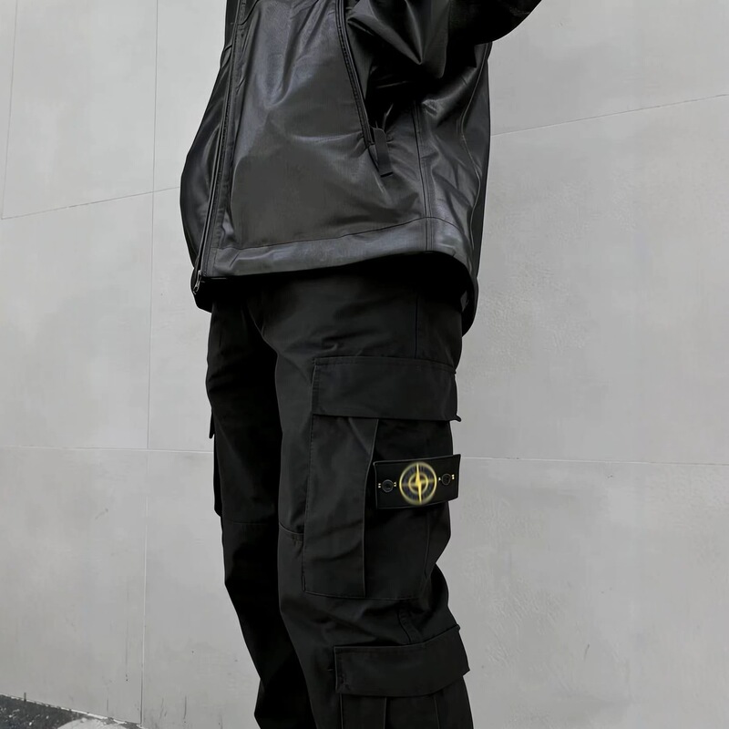 Cross-Border Stone Compass Patch Embroidered Functional Casual Pants European and American Style Work Pants Multi-Pocket Loose Long Pants