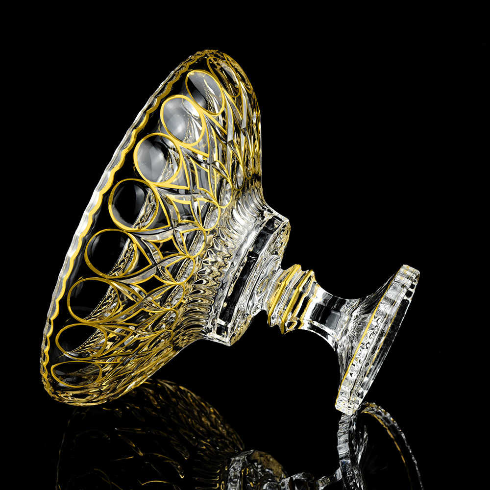 新款波西米亚八字花手工描金果盘 家居软装轻奢摆件装饰创意果斗