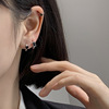 Black earrings, silver needle, Korean style, simple and elegant design, silver 925 sample, 2020