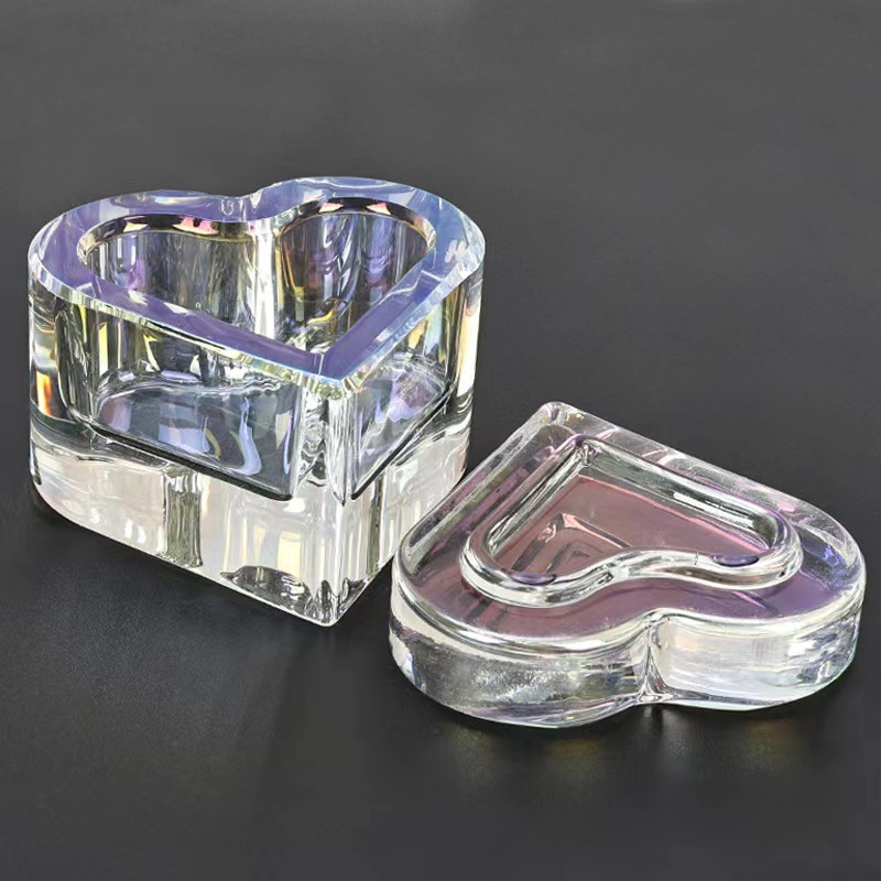 Nuevo tipo transfronterizo de alta calidad de manicuría con taza de cristal en forma de corazón cubierta taza de lavado de lápiz de cristal líquido manicuría taza de cristal