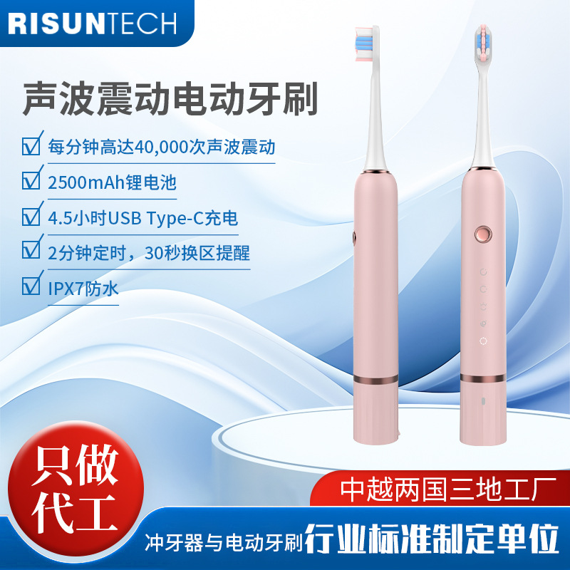 Ruishengte T2403A1 Sonic Vibration Electric Toothbrush Niche Design Smart Charging Toothbrush Customization