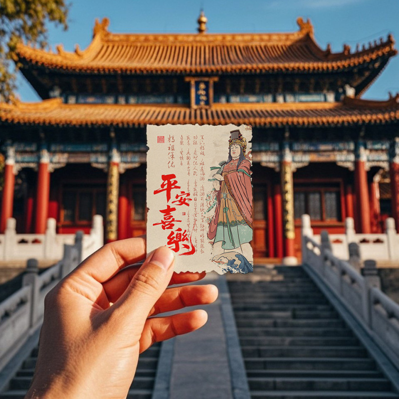 祖在湄洲天下妈祖民俗宣纸妈祖画像贴纸装饰手机贴文化文创礼品|undefined