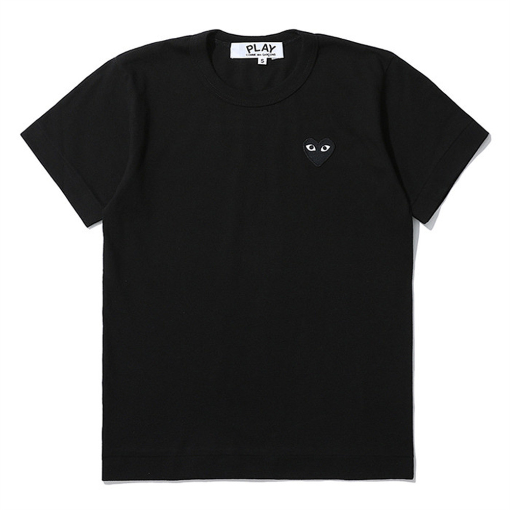 PLAY camiseta de manga corta unisex con bordado de corazón de mosaico de verano, corazón doble, corazón dorado