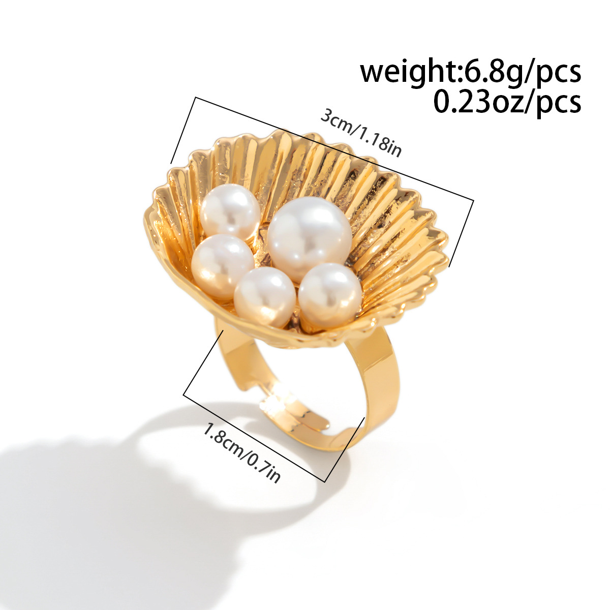 10g Weight Rings Classification Adjustable Ring Size 1 Piece Quantity Holiday Occasion Imitation Pearl, Alloy Material Waves, Flower Pattern 2025 Spring and Summer Season Women's Gender Plating Design Glam, Exaggerated Style Glam Exaggerated Waves Flower Imitation Pearl Alloy Plating Women's Rings 1