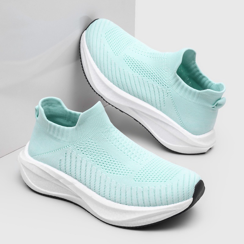 Tenis Tipo Calcetín para Correr de PU, Malla y TPU Sin Cordones Ligero para Uso Casual