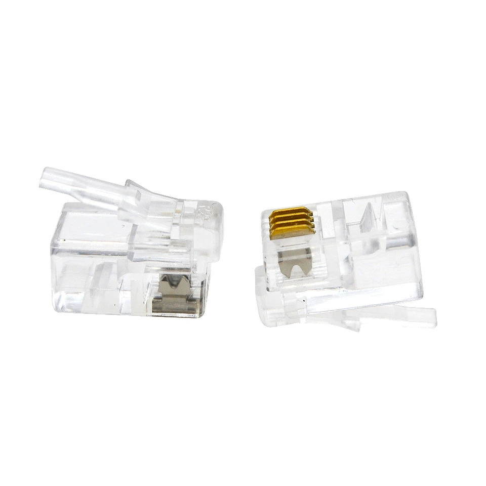 Fangbei two-prong gold-plated 4P4C telephone connector RJ9 4-core handset cable crystal head telephone crystal head