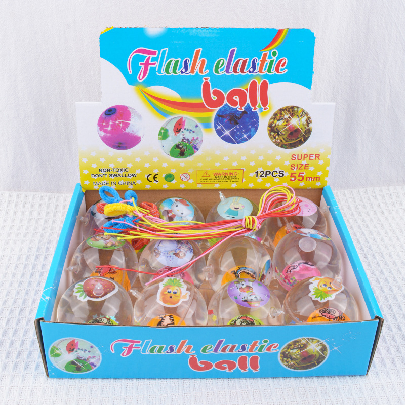 Juguetes para niños tiendas de venta caliente juguetes pequeños 6.5cm con cuerda bola de cristal para niños elásticos juguetes luminosos al por mayor