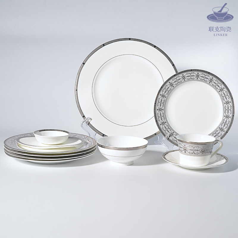 Hotel Tableware Set, Hotel Supplies, Accessible Luxury Embossed Bone China Western Dinner Plate, High-End Model Room Dining Decorations Hotel Tableware Set, Hotel Supplies, Accessible Luxury Embossed Bone China Western Dinner Plate, High-End Model Room Dining Decorations