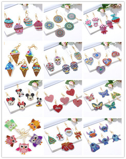 5D5D Diamond painting 5d Diamond painting keychain Christmas owl Crystal Diamond diy ice cream acrylic kit
