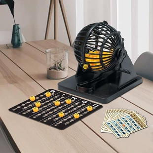 Настольная игра бинго с барабаном 75 шаров 10 карточек