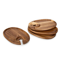 相思木高脚木制红酒杯托盘派对聚会牛排熟食盘木质香槟杯架托盘