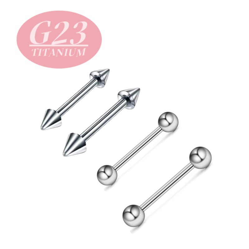 G23 titanium double-headed round ball pointed cone straight rod lip nail eyebrow nail F136 titanium alloy human body puncture jewelry ear bone nail