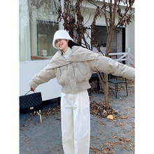 MISSLAN 2023冬季新款 韩系设计感大翻领短款保暖羽绒服