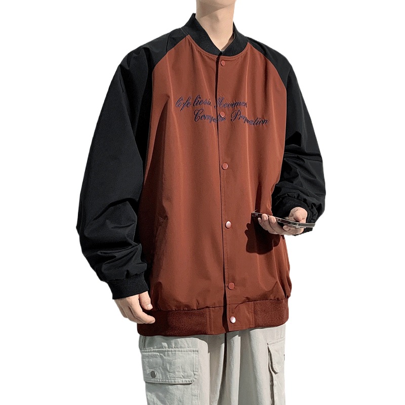 Chaqueta para hombres primavera y otoño estilo coreano de moda casual para hombres simple ropa de cuello vertical ropa de vestir para hombres chaqueta de béisbol a prueba de viento