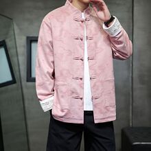 中国风春秋季新款汉服中山印花外套男装龙纹中式盘扣唐装男夹克