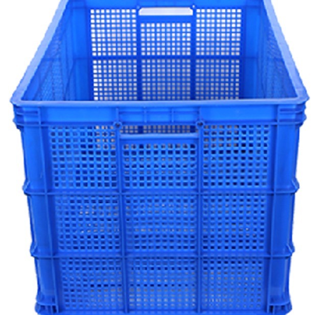 755中南框子网眼蓝色堆码筐工厂仓库周转用筐网眼塑料箱